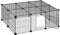 ELIGHTRY Freigehege Kaninchen Auslaufgitter Laufkäfig Gittergehege Meerschweinchen Hasen Hamster Welpenauslauf mit Tür DIY 16 Platten Schwarz BHT 109 x 39 x 74 cm