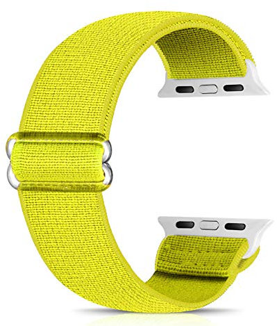 Ecogbd Correa de repuesto elástica compatible con Apple Watch de 38 mm, 40 mm, 42 mm, 44 mm, correa de nylon suave compatible con iWatch Series 6, 5, 4, 3, 2, 1, SE (amarillo, 42mm/44mm)
