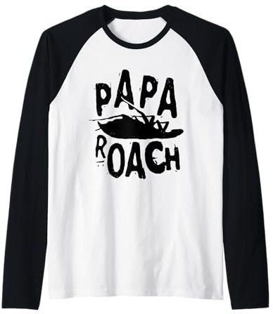 Papa Roach - Herren Unisex-Erwachsene Classic Infest Logo Raglan Shirt Schwarz S Crew Neck Langarm Polyester 100% Pull-On Klassische Passform Standardlänge