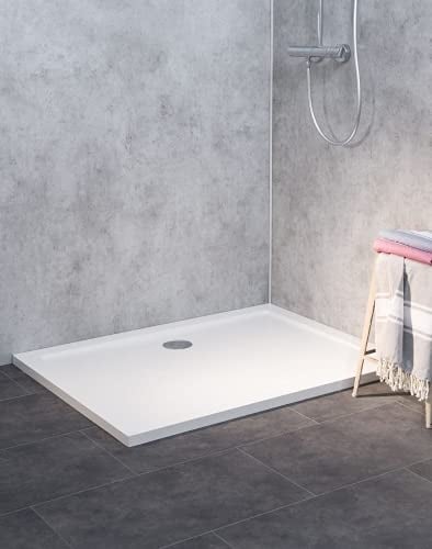 Combia Duschwanne flach auch bodengleich Mineral-Colorat weiß Rechteck 120x80cm H=3,5cm