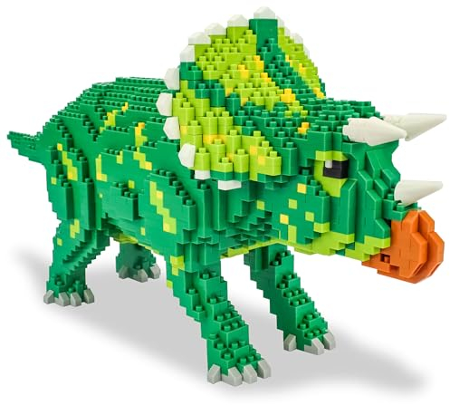Aigidusansu Jurassic Dinosaur Building Blocks, 1737pcs Triceratops Model Mini Bricks, DIY Mini Diamond Blocks Toy for Children