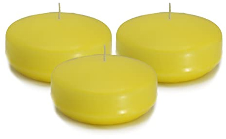 CandleNScent Velas flotantes sin perfume | 2 pulgadas – Cabe en jarrón de 2 pulgadas y más | Amarillo | Flota en el agua | Paquete de 3