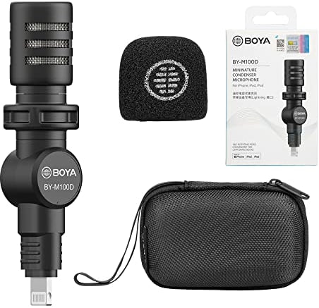 BOYA Microphone for iPhone, BY-M100D External Omnidirectional Mic Phone Audio Video Recording, Easy Plug&Play Mic for YouTube/Vlogging/Podcast for iPhone/iPad