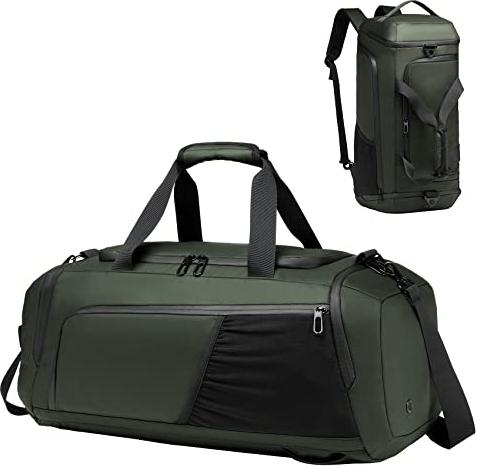 Sporttasche Herren Reisetasche 40L Sporttaschen mit Schuhfach Nassfach Wasserdicht Trainingstasche mit Rucksack Weekender Travel Gym Tasche Duffle Bag Fitnesstasche für Herren Damen (Dunkelgrün)