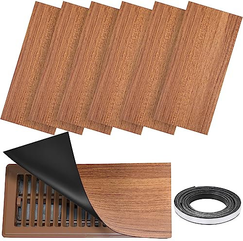 6 Pcs Magnetic Vent Covers for Home Floor Wood Grain Vent Covers with Magnetic Strip Compatible with All Materials for Floor Wall Ceiling Vents Rv HVAC Air Registers Furnace Vents(5.5 x 12 Inch)