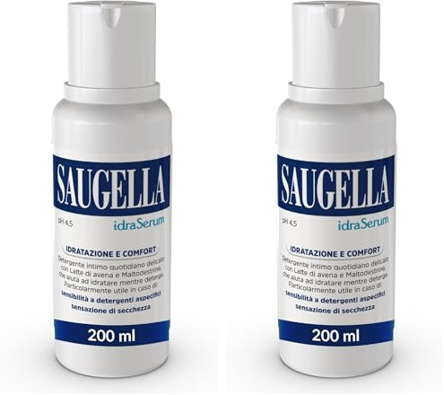 Saugella Idraserum detergente intimo con latte di avena e maltodestrine per un'azione idratante e detergente 200ml (Confezione da 2)