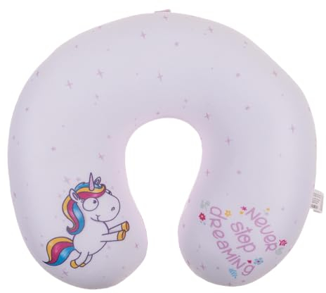 Palleon Nackenkissen mit Micropellet-Füllung Kinder Reisekissen Einhorn Nackenhörnchen (Mehrfarbig)