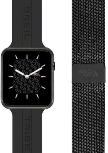 Breil EW0671 Smartwatch SBT-X, con Doppio Cinturino Intercambiabile in Silicone Nero con Pattern Breil Tribe e in Maglia Mesh Nera, Cassa Nera, Connettività Bluetooth, Chiusura ad Ardiglione