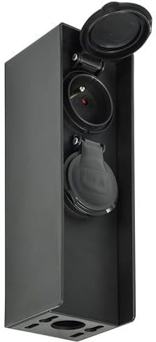 Electraline 300191 Borne Jardin cablable, 2 Prises 2P+T IP44, accès electrictrique Pratique Exterieur, Bloc Multiprise Outdoor pour Jardin 2 Prises