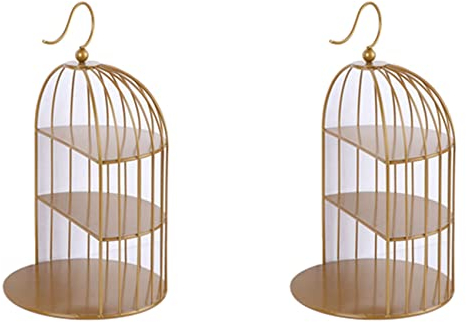 TsoLay 2X KäFig Lebensmittel Ständer Präsentation Regal Dreischichtiges Dessert Tisch Tablett Kuchen Regal Nachmittag Tee Center Regal C