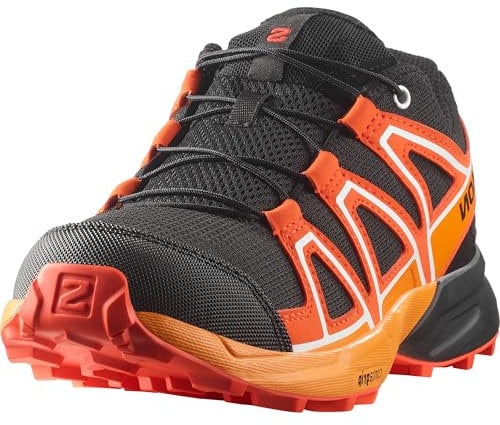 Salomon Junior Speed Cross Junior, Schwarz/Kirschrot, Vielseitige Wanderschuhe für Komfort, Ideal für Wandern und Trailrunning bei Outdoor-Abenteuern. 31