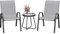 Amopatio 3 TLG. Balkonmöbel Set, Bistroset Kleiner mit Bistrotisch & 2 stapelbare Gartenstühle aus Textilene und Metallgestell, Gartenmöbel Wetterfest für Terrasse, Balkon, Garten, Grau