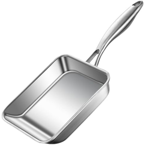 Licsaliwe Sartén tamelete Japonesa de Acero Inoxidable de tamagoyaki, sartén Antiadherente de Huevo sin Recubrimiento 7.5x6.3 fritura Rectangular para cocinar Rollo de Huevo, filetes, Tocino freír