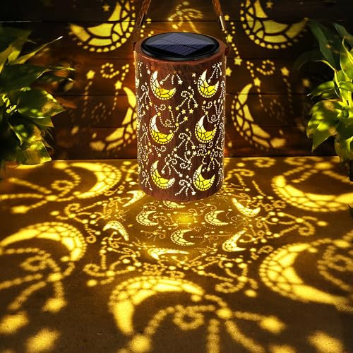 Qedertek Lampes solaires pour jardin extérieur, 1 lanterne solaire en métal pour extérieur, IP65, étanche, décoration de jardin pour balcon, patio, arbre, terrasse, cadeau pour femme, maman