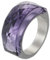 Engagement Ring For Women, Eheringe 10mm Edelstahl Silber Lila Größe 60 (19.1) mit Rechteckigem Stein Anpassbar für Frau Jahrestag