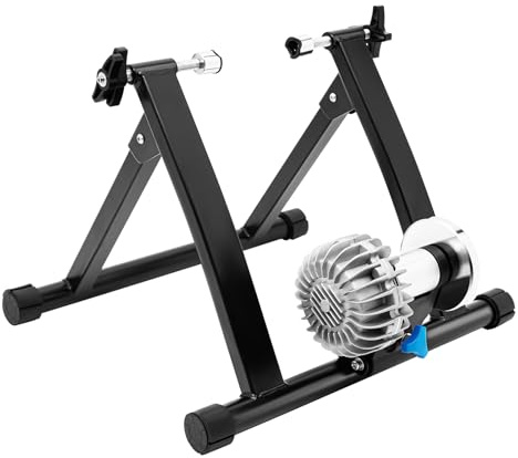 Fahrradtrainer für Indoor Training, leiser Rollentrainer mit Fluid Widerstand, klappbarer Heimtrainer Radständer für 26 bis 29 Zoll und 700C Räder