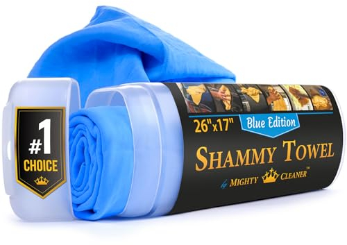 Mighty Cleaner Chiffon shamois de qualité supérieure pour séchage de voiture – (66 x 43,2 cm) – Serviette en chamois super absorbante et réutilisable pour voiture – Serviette anti-rayures pour voiture