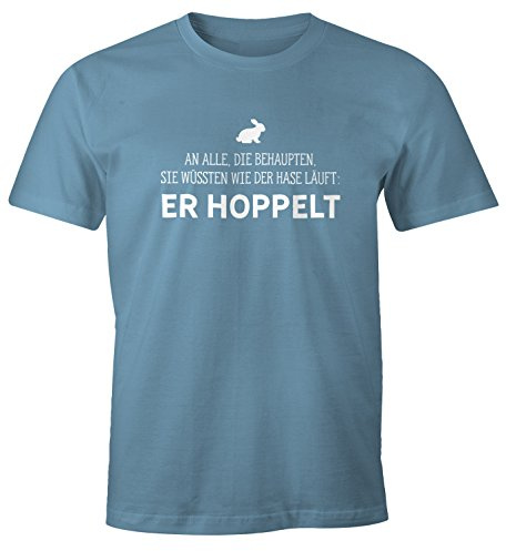 MoonWorks Herren T-Shirt Spruch an alle die wissen wie der Hase läuft - er hoppelt Fun-Shirt lustig