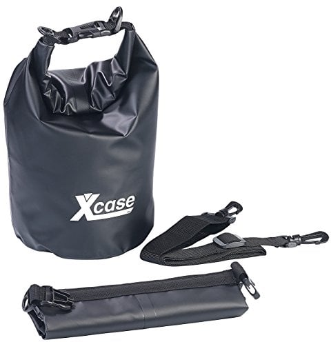 Xcase Wasserdichter Beutel: Wasserdichter Packsack, strapazierfähige Industrie-Plane, 5 l, schwarz (wasserdichte Packsack-Rucksäcke, Rollbeutel, Reisetaschen)