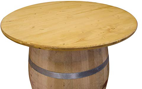 Temesso Tischplatte aus Holz für Weinfass Stehtisch D80 oder D100 cm - Eichenlasur (D100 cm ohne Vorbohrung)