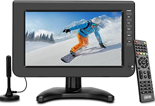 ZOSHING TV portatile,10.1 pollici TV con Digitale DVB-T2 sintonizzatore,Batteria ricaricabile integrata,HDMI,USB,ingresso AV,ricarica da auto a 12 V per i paesi Europei