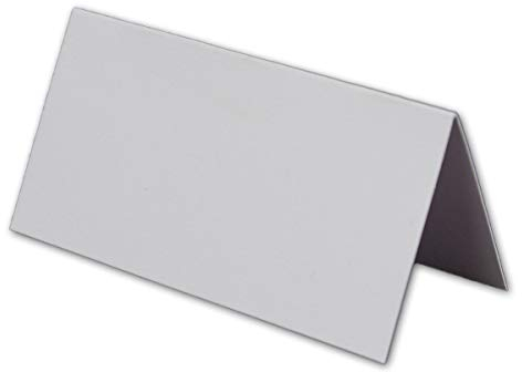 Glüxx-Agent 50 kleine weiße neutrale universale stabile einfarbige Blanko -Tischkarten 8x4 cm Namens-Schilder Sitzkarten Platzkarten Preisschilder Tisch-Aufsteller mit JEDEM Stift beschreibbar