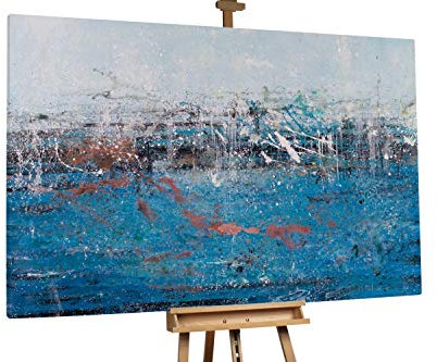KunstLoft® XXL Gemälde 'Stilles Geheimnis' 180x120cm | original handgemalte Bilder | Abstrakt modern Blau Rot | Leinwand-Bild Ölgemälde einteilig groß | Modernes Kunst Ölbild