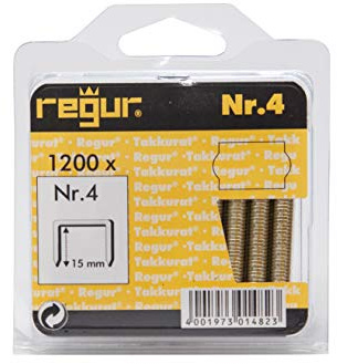 REGUR Typ 4 Tackerklammern aus verzinktem Stahl mit geharzter Oberfläche - 1.200 Heftklammern in der Länge 4/15 mm für Paneele und Pofilhölzer