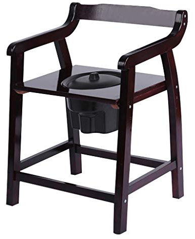 XWZJY Alten Heimpflege Kommode Stuhl Holz Bariatrischer Toilettensitz Schwangerer Badehocker mit Eimer/Deckel Arme/Rückenlehne für Erwachsene, Handicap