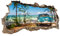 3D Wandtattoo Mauerloch Wandsticker Wandaufkleber Durchbruch Städte Landschaft Abenteuer selbstklebend H 60 x B 100 Schlafzimmer Wohnzimmer (WL41 Strand)
