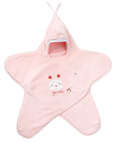 Fehn Einschlagdecke Biene - Kuschelige Babydecke mit Klettverschluss - Kuscheldecke mit Kapuze - Baby Erstausstattung für Kinderwagen, Babytrage, Autositz & Babybett - Decke für Babys von 0-6 Monaten