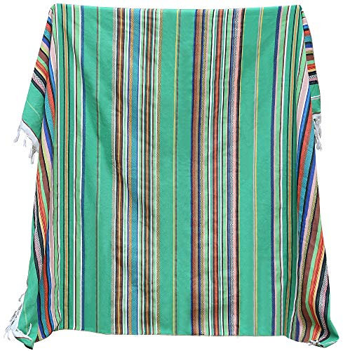 eccbox Große Serape-Decke Mit Verschiedenen Hellen Farben, Mexikanische Tischdecke für Hochzeit, Party-Dekorationen, 213 x 150 cm (Jacquard-Grün)