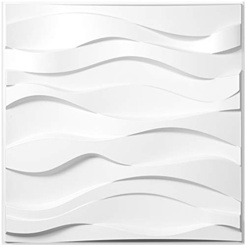 VEVOR Paneles Decorativos 3D PVC, Revestimiento de Paredes Impermeable, Ladrillo Adhesivo, 13 Piezas (Olas)