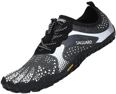 SAGUARO Chaussures de Trail Running Homme Femme Outdoor Indoor Chaussures Minimalistes,Blanc,GR.37