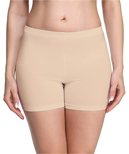 Merry Style Damen Shorts Radlerhose Unterhose Hotpants Kurze Hose Boxershorts aus Viskose MS10-283(Beige,XXL)