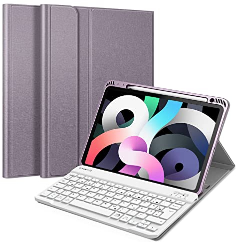 FINTIE Tastatur Hülle für iPad Air 11 Zoll M3/M2 (2025/2024), iPad Air 5/4 Generation 10.9(2022/2020), TPU Rückschale Schutzhülle mit Stifthalter, magnetisch Abnehmbarer QWERTZ Keyboard, Lavedel