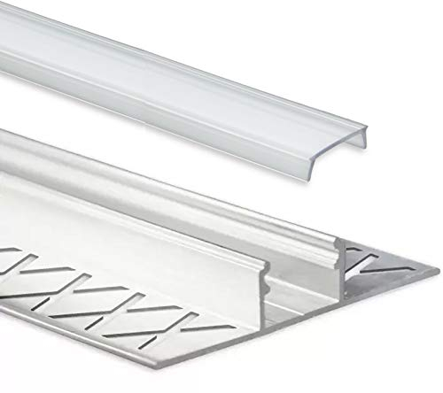 INNOVATE 2m LED Fliesenprofil - Aluminium Profil inkl. Cover - Fliesenleiste für LED Stripes bis 12mm - Indirekte Beleuchtung - Kantenschutz - Aluleiste – Wärmeableitung (T-Profil klar)