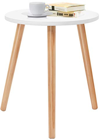 COSTWAY Kaffeetisch Beistelltisch Esstisch Küchentisch Nachttisch Holz weiß für Wohnzimmer, Schlafzimmer und Balkon 40x40x48cm