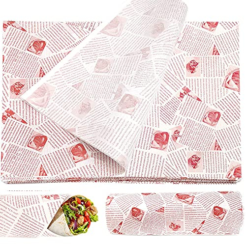 Aieraczy 100 Blatt Käsepapier, 26 * 36cm Antihaft brotpapier, Fettdichtes Papier, fleisch papier, Wachspapier für Lebensmittel, Butter, Burger, Pizza, Sandwiches, Kuchen