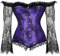 Grebrafan Women's Off Shoulder Lace Corset with Long Sleeves (UK(8-10) M, Purple)