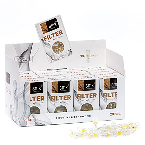smk+ Premium Zigarettenfilter I Reduziert Teer & Nikotin I für normale Zigaretten (600)