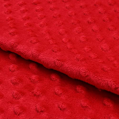 Fabreco PUNKT Deko-Stoff mit Noppen, Meterware 0,5lfm - 160cm breit, 300 g/m2, Plüschstoff für Kinderdecken, Spiel- und Krabbeldecken, Sofa- und Kopfkissen, Maskottchen - Rot 10