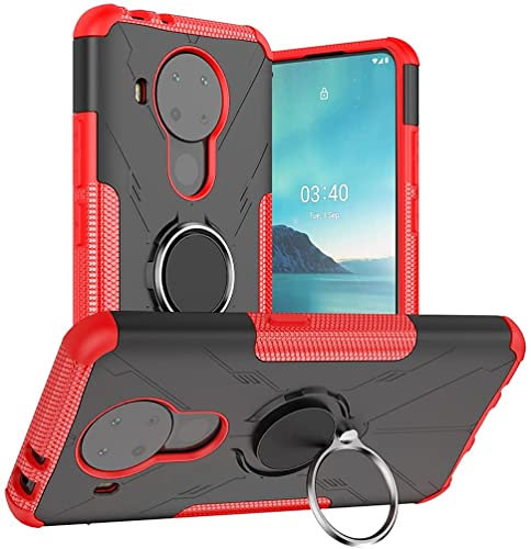 PIXFAB For Nokia 3.4 Case, Shockproof Case, Protective Ring Armour Phone Cover with [Kickstand], Hybrid [Tough] Rugged Armor Protective Phone Case For Nokia 3.4 - Red