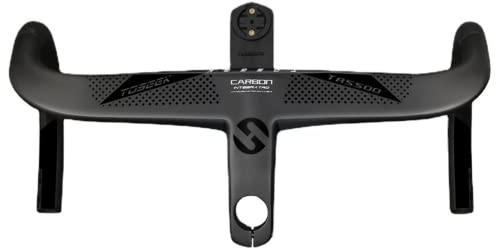 WLKY Manubrio integrato per bici da corsa, 380 mm, in carbonio, con supporto per computer, colore nero