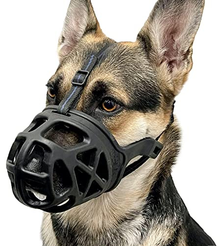 BARKLESS Dog Muzzle, Basket Muzzle for Biting, Chewing and Scavenging, Humane Cage Mouth Cover, Perfect for Grooming and Training Large Aggressive Reactive Dogs (L, Black)