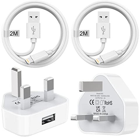 iPhone Charger Plug and Cable 2M 2Pack[Apple MFI Certified], iPhone Plugs UK with Lightning Cable for i-Phone 14 13 12 11 Pro Max/SE/XS/XR/X/8/7/6S/6