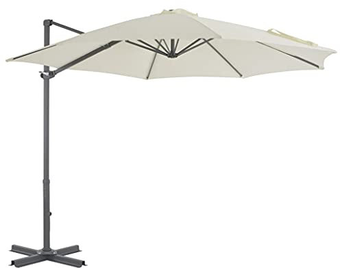 Suiwen Parasol Parasol de Jardin Exterieur Parasol Balcon Parasol Store Exterieur Terrasse Parasol avec Base Portable Sable CP