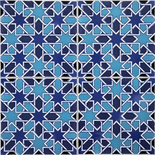 Cerames Orientalische Marokkanische Keramikfliesen Casablanca - dekorative Mosaikfliesen für das Badezimmer, die Küche, unter Treppen, Terrasse | Marokkanische farbige keramische fliesen 20x20 cm