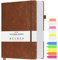OFFIGIFT Notizbuch B5 liniert, Hardcover Tagebuch mit 312 Nummerierten Seiten, 100g/m² Tintenfestes Papier Dickes Notizbücher, Leder Tagebuch für Erwachsene Frauen Männer, 19,3 x 26,4 cm, Braun