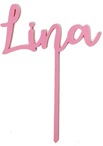 Personalisierter Cake Topper aus Acryl mit Wunschname (Pastell Rosa)